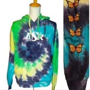 BSR By Samii Ryan Tie Dye And Butterfly Hoodie in Green Size Small And Medium
